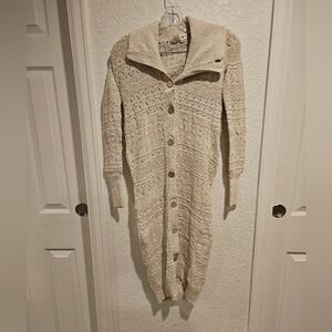 Roxy Cream Knit Long Sweater Size XS